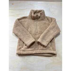 Tommy Hilfiger Sherpa Fleece Half Zip Pullover Tan Women's S/P